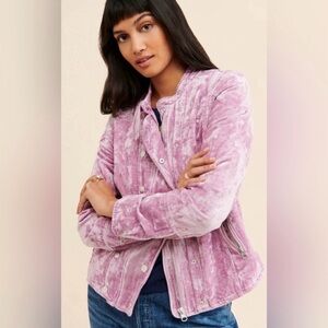 We The Free Lavender Velvet Bomber Jacket